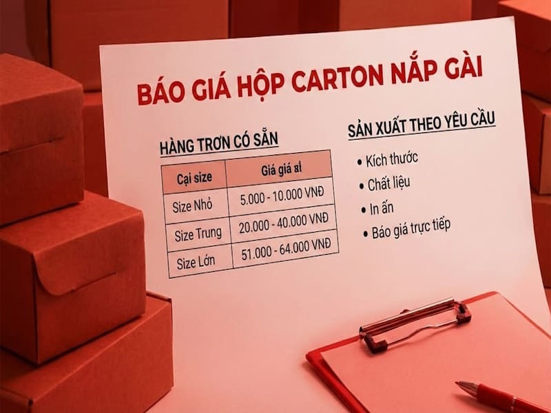 Báo giá Hộp carton nắp gài – Hàng trơn có sẵn & Sản xuất theo yêu cầu