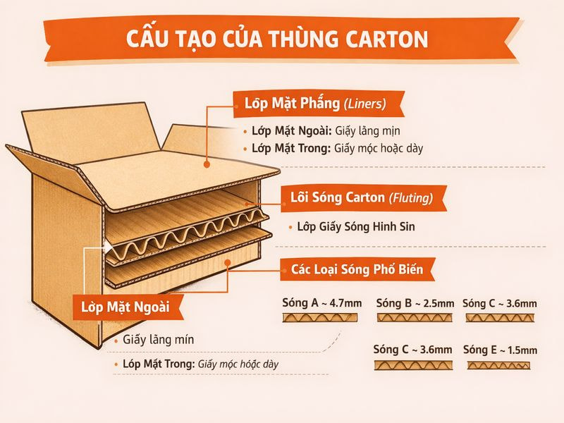 Cấu tạo của thùng carton