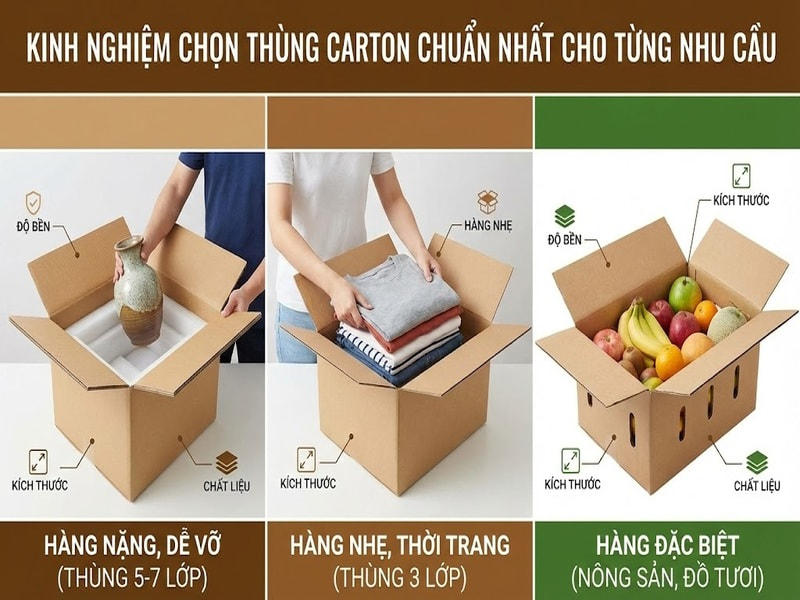 Kinh nghiệm chọn thùng carton chuẩn nhất cho từng nhu cầu