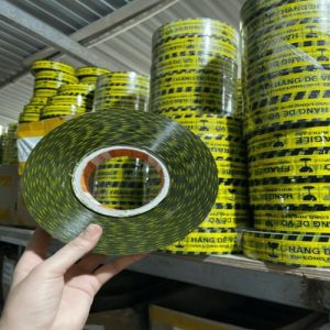 Băng dính logo hàng dễ vỡi lõi giấy 5mm